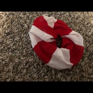 Red and white striped scrunchie